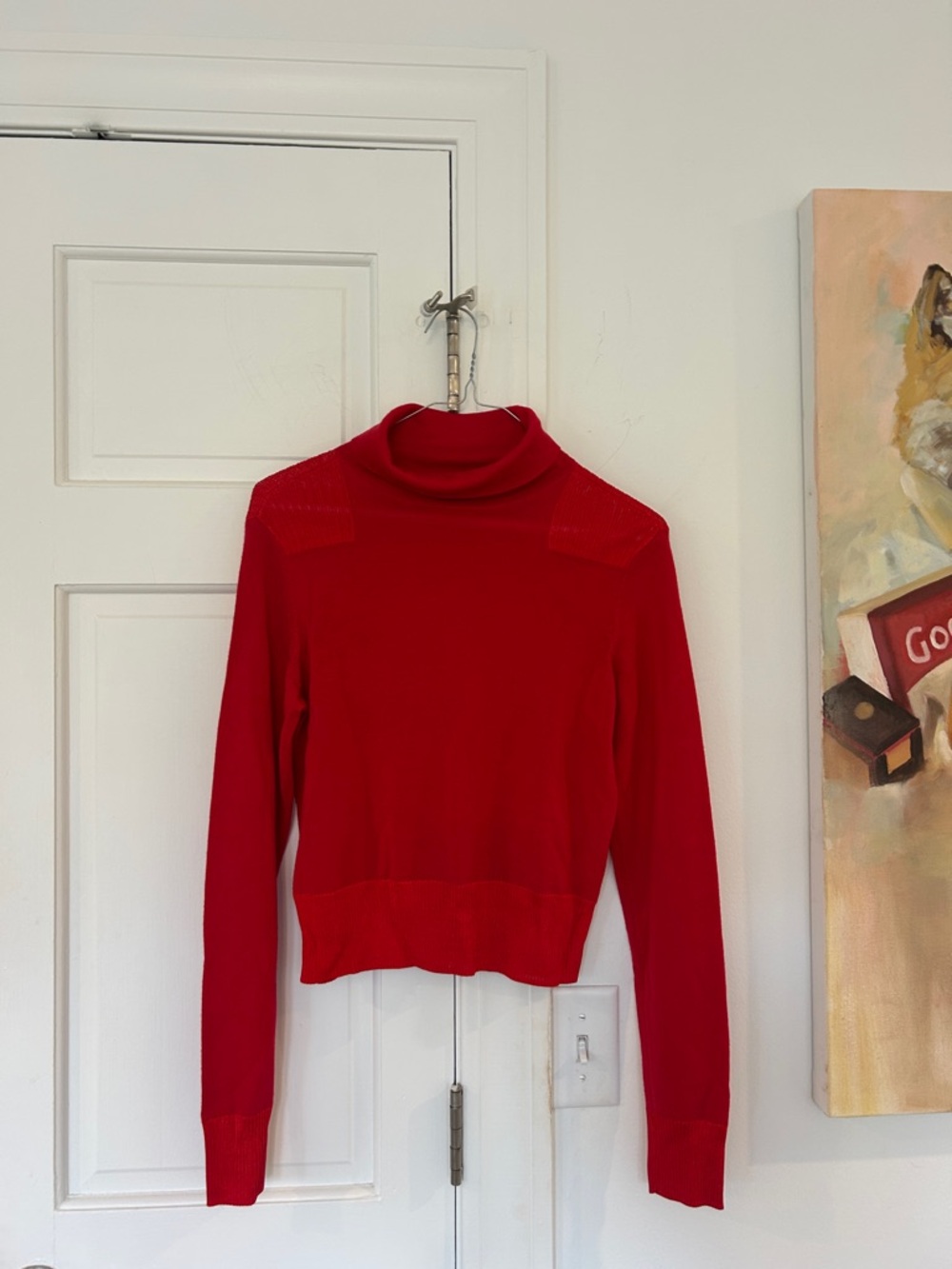 EUC Rag & Bone Red Turtleneck Sweater Small Extra Fine Merino Wool Blend